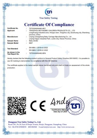 stroller 668 test report certificate from Kunshan Longlide Import and Export Co., Ltd.