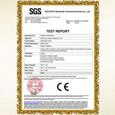CE certificate of Quanzhou Leader Industry Limited – certificate photo, supplier certificates section