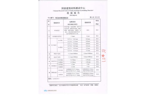 Test Report certificate from New Alpha Building Materials (Shandong) Co., Ltd.