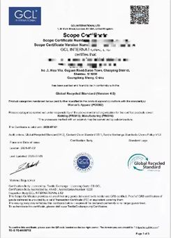 Our certificates certificate from Jiangmen Neiyishe Garment Co., Ltd