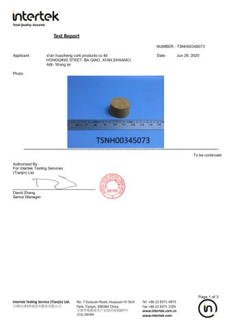cork stopper certificate from Xiamen Folover Import &Export Co., Ltd.