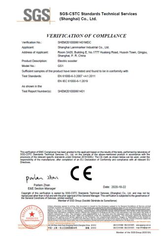 GS1 CE Verification of EMC Compliance certificate of Shanghai Lannmarker Industrial Co., Ltd. – certificate photo, supplier certificates section