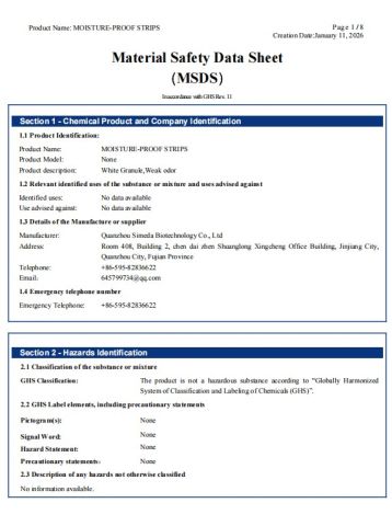 MSDS-E certificate from Quanzhou Simeda Biotechnology Co., Ltd.