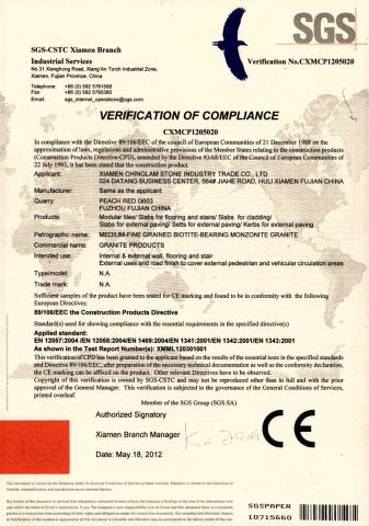 certificate certificate of Xiamen Chinglam Stone Industry Trade Co., Ltd. – certificate photo, supplier certificates section