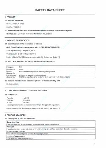 MSDS certificate from Hebei Fuzhe Laize Industrial Co., Ltd
