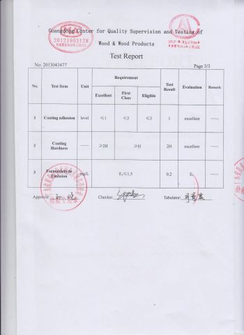 UV Glossy Board Test Report page 2 certificate from GUANGDONG XIN CHUANG NEW MATERIAL TECHNOLOGY CO., LTD.
