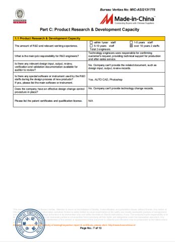 product research certificate from Tongxiang Liansheng Plastic Products Co., Ltd.