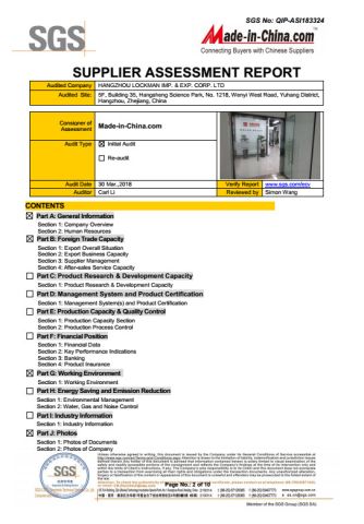 SGS certificate of Hangzhou Happyfull Import & Export Co., Ltd. – certificate photo, supplier certificates section
