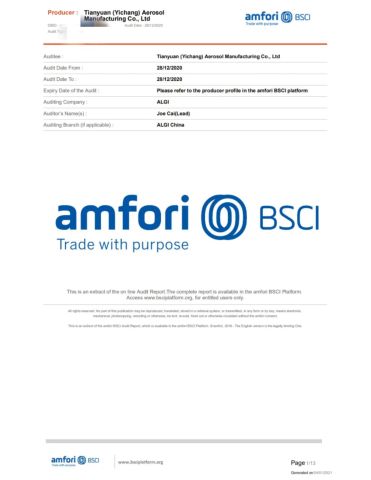 BSCI certificate from Hubei Marine Fine Chemical Co., Ltd.