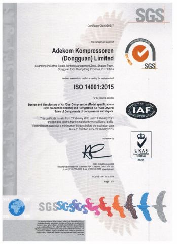 ISO140012015 certificate of Adekom (Asia Pacific) Limited – certificate photo, supplier certificates section