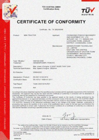 HS910D-CE certificate from HENSEN POWER TECHNOLOGY CO., LIMITED