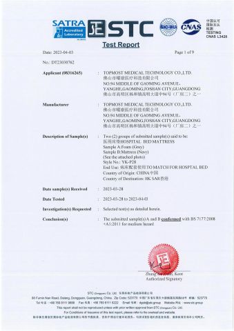 BS7177 certificate from TOPMOST MEDICAL TECHNOLOGY CO.,LTD.