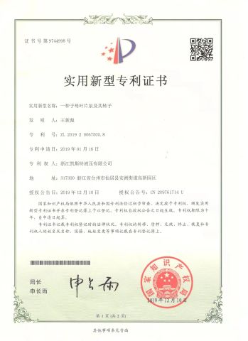Technology Enterprise certificate from ZHEJIANG KEISTER HYDRAULIC CO., LTD.