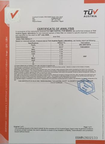 TÜV PROFiCERT-product Interior certificate from Capital Mineral Resources