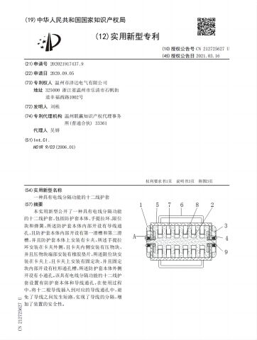 letter of patent certificate of Wenzhou Zeda Electric Co., Ltd. – certificate photo, supplier certificates section