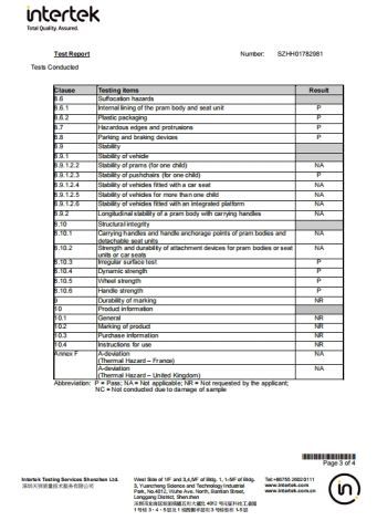 TLT-300 EN Test Report certificate from Anhui Talent Baby Products Co., Ltd.
