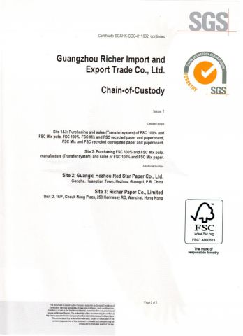 FSC Certificate-Page 2 certificate from GUANGZHOU RICHER IMPORT AND EXPORT TRADE CO.,LTD.