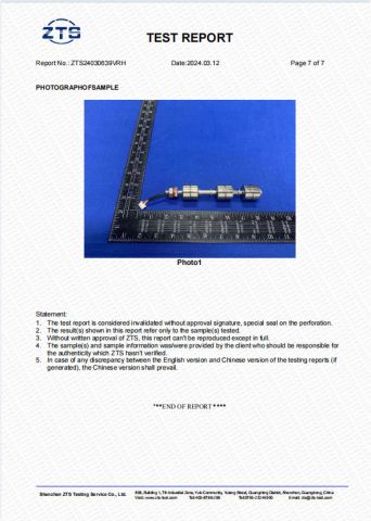 ROHS Test Report certificate from Dongguan Fosselle Electronics Co., Ltd