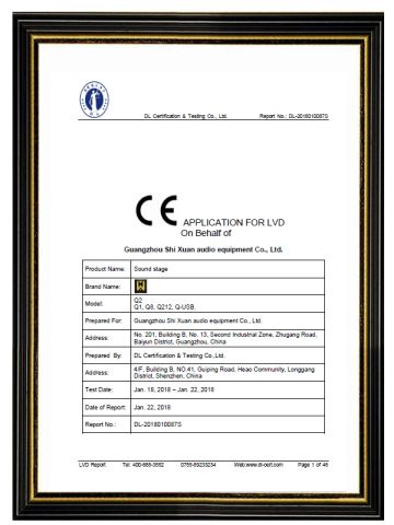 APPLICATIONEORTVD OnBehalfof GuangzhouShiXuanaudioequipmentCo.,Ltd certificate from Guangzhou Shixuan Audio Equipment Co., Ltd.