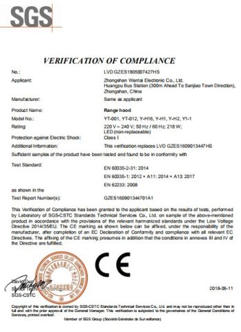 SGS certificate of ZHONG SHAN MEILONG ELECTRONIC CO.,LTD – certificate photo, supplier certificates section