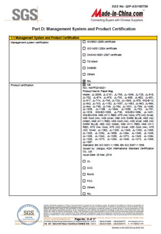SGS Report -11 certificate from Yiwu Jialan Package Co., Ltd.
