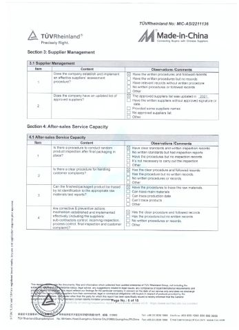 SUPPLIER ASSESSMENT REPORT certificate from TOPUNION HARDWARE AND PLASTIC CO., LIMITED