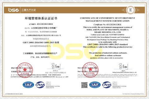 ISO 14001 certificate of Shandong Chuanghe Supply Chain Management Co., Ltd. – certificate photo, supplier certificates section