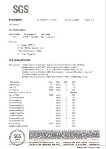 SGS test report certificate of Zhenjiang Runfa Aluminium Co., Ltd. – certificate photo, supplier certificates section