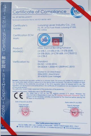 CE certificate from Luoyang Lever Industry Co., Ltd.