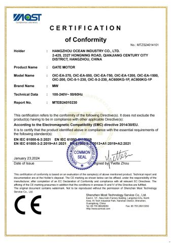 CE certificate from Hangzhou Ocean Industry Co., Ltd.