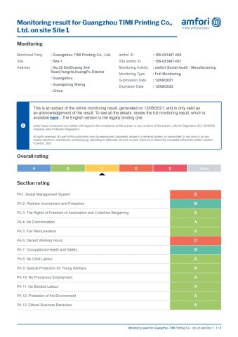 BSCI certificate from GUANGZHOU TIMI PRINTING CO., LTD