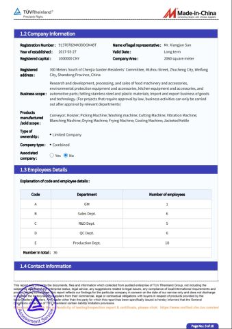 TUV certificate from ZHUCHENG MBC INDUSTRIAL & TRADING CO., LTD.