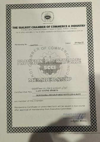 SCCI certificate from Last Stone Sports