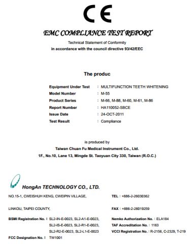 CE for teeth whitening system certificate from Foshan Vokodak Medical Equipment Co., Ltd.