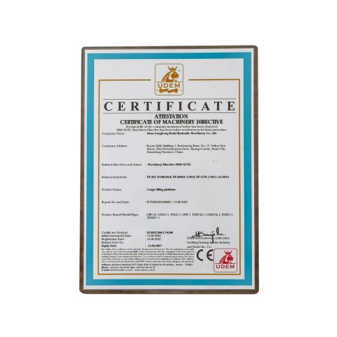 CE Marking certificate from Hengjinrui (Shandong) Intelligent Manufacturing Co., Ltd.