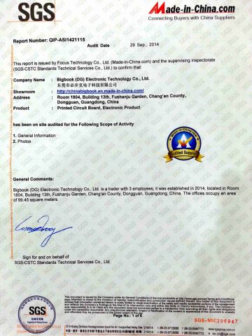 SGS Report certificate of Dongguan Bibuke Electronic Technology CO.,LTD – certificate photo, supplier certificates section