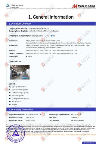 Rheinland offline entity certification certificate from Anhui Jinke Foodstuff Machinery Co., Ltd.