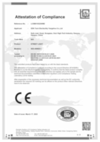 Certificates certificate from Dongguan Chaofan Lamp Manufacturing Co., Ltd.