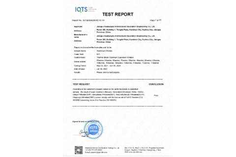 ROHS-Aluminum Window-TEST REPORT certificate from Shanghai Love Rain Window and Door Co.,Ltd.