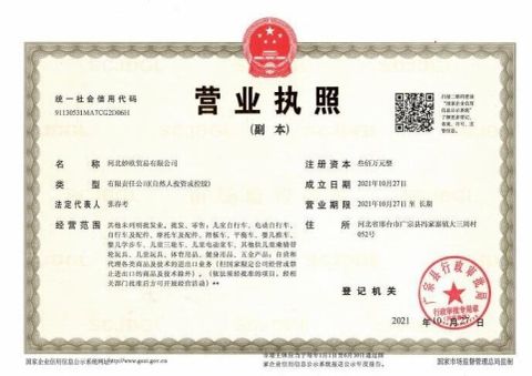 Export Authority certificate from Hebei Miaoou Trading Co., Ltd.