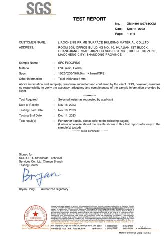 1 certificate of Liaocheng Prime Surface Building Material Co., Ltd – certificate photo, supplier certificates section