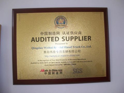 SGS certificate of Qingdao Weitai Special Hand Truck Co., Ltd. – certificate photo, supplier certificates section
