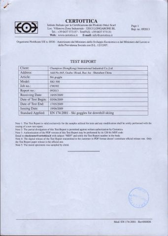 CE certificate from Shenzhen Gloffie Outdoor Products Co., Ltd