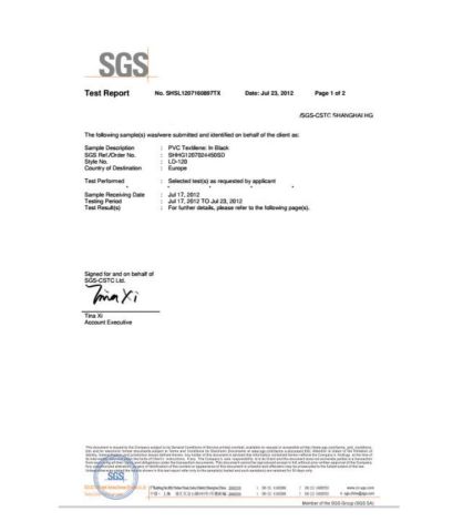 Color Fastness certificate from Ningbo ZNZ Leisure Products Co., Ltd.