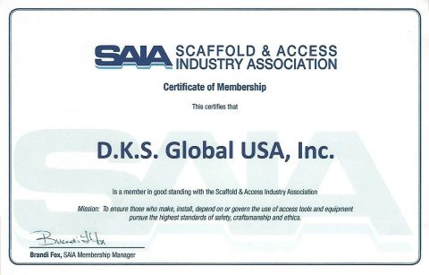 Certificate of Membership SAIA certificate from Taishan Dongkuo Steel Structure Co., Ltd.