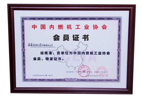 China internal combustion engine Association certificate from Anhui Meiruier Filter Co., Ltd.