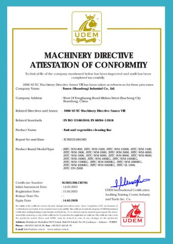 CE certificate certificate of Funen (Shandong) Industrial Co., Ltd. – certificate photo, supplier certificates section