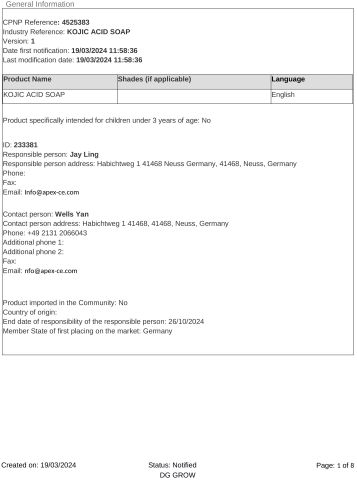 CPNP certificate from Guangzhou Kysiea Technology Co., Ltd.