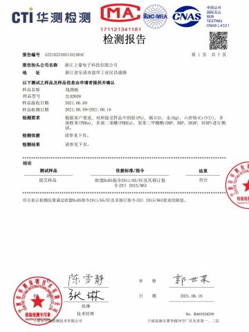 RoHS testing certificate from CLION ELECTRIC CO., LTD.