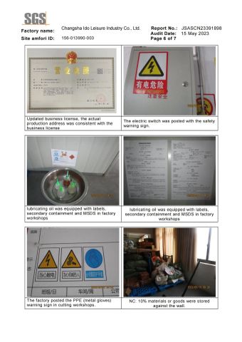 SGS certificate from Changsha Ido Leisure Industry Co., Ltd.